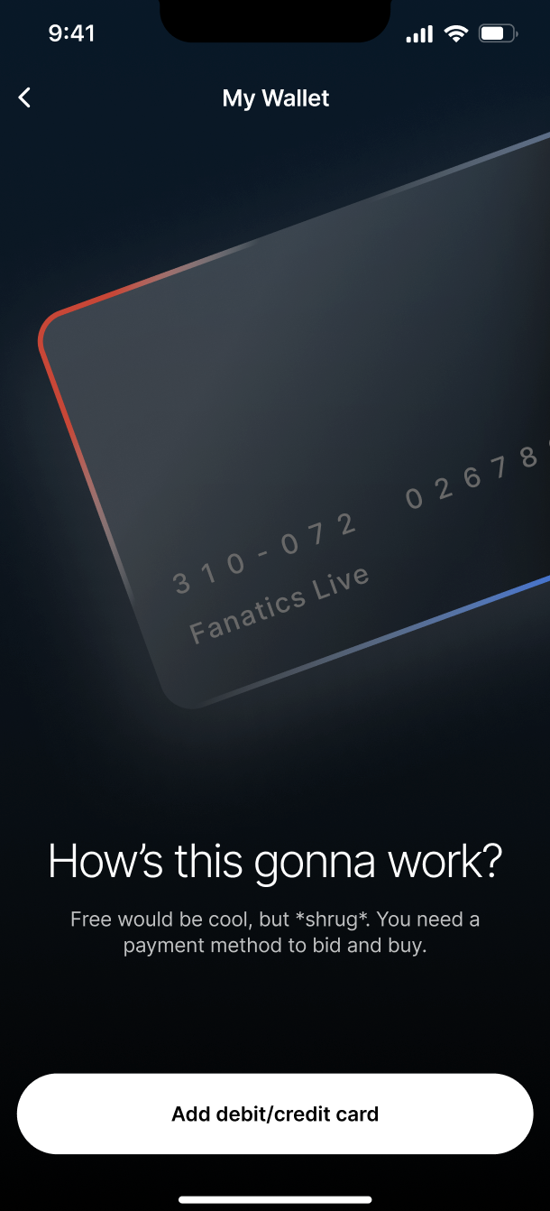 How do I add payment information Fanatics Live